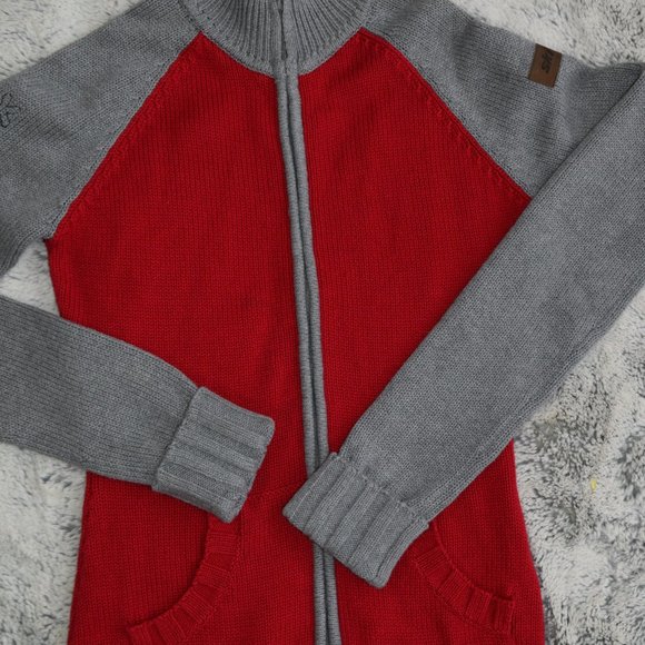 NEW WITH TAG SKI-DO WOMEN SWEATER WARM SLIM FIT POCKETS RED/GREY KNIT, S… - Picture 9 of 11